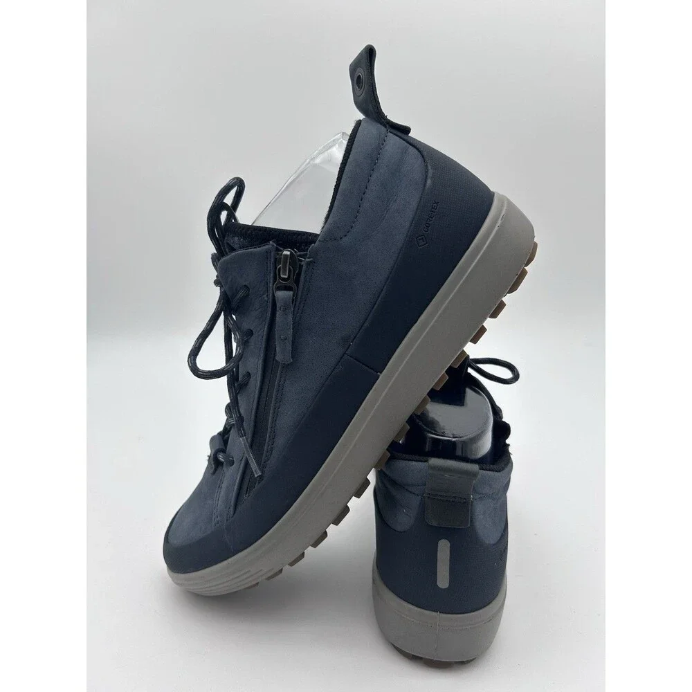 ECCO Soft 7 Tred Blue WP Nubuck Zip/ Lace Up Gore-tex Comfort Sneaker 10-10.5
